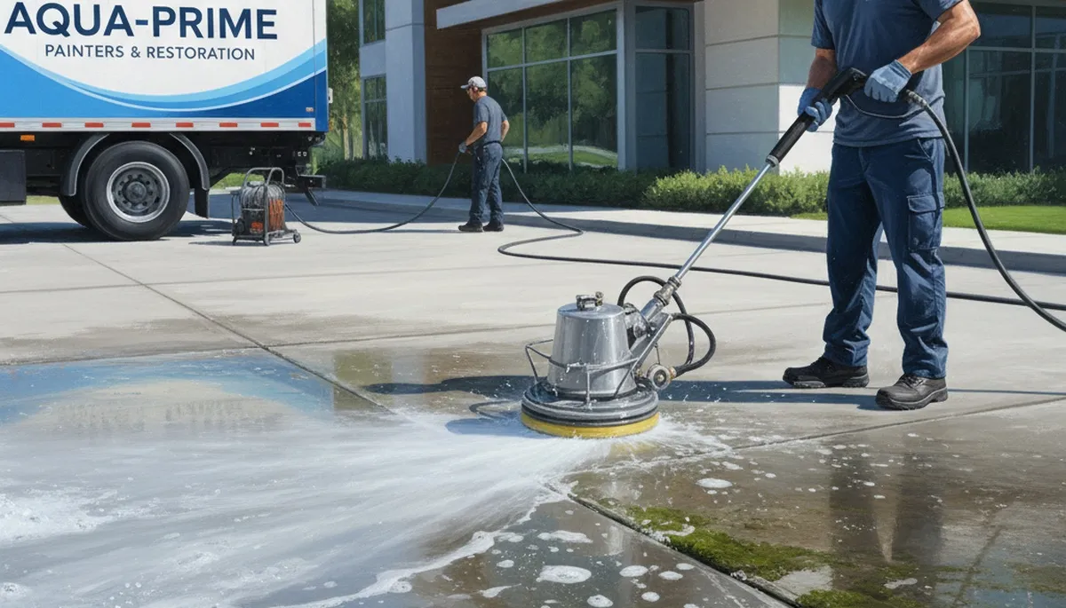 Concrete pressure cleaning in Cherry Hill, NJ for driveways, patios, and walkways by Cherry Hill Paint Pros