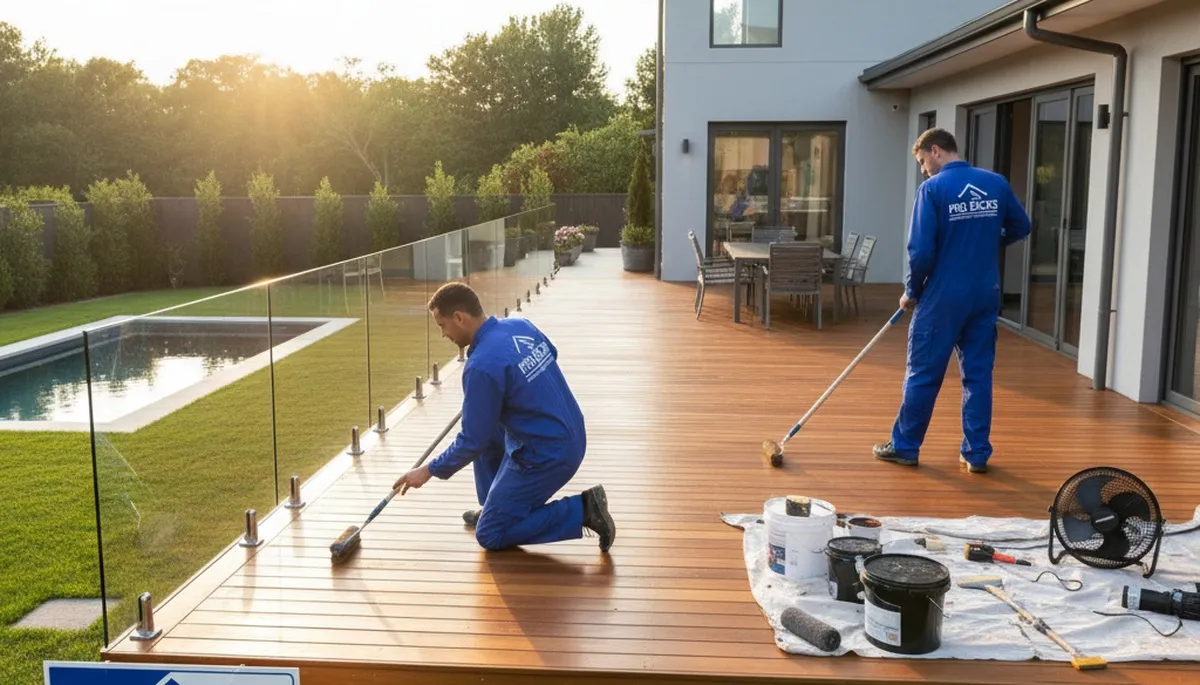 Cherry Hill, NJ deck painting service protects wood decks from sun, rain, and humidity