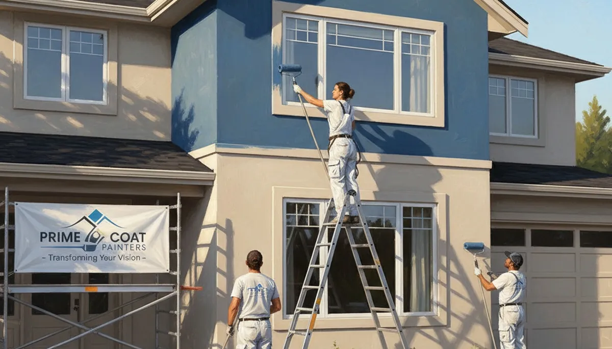 Cherry Hill, NJ painters painting a home exterior for professional house painting service