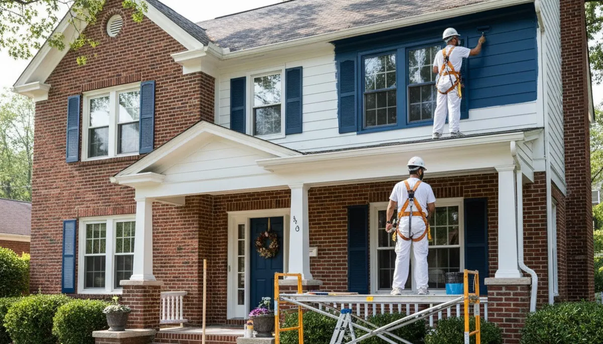 Painter completing interior painting project in Cherry Hill, NJ for a local home improvement service