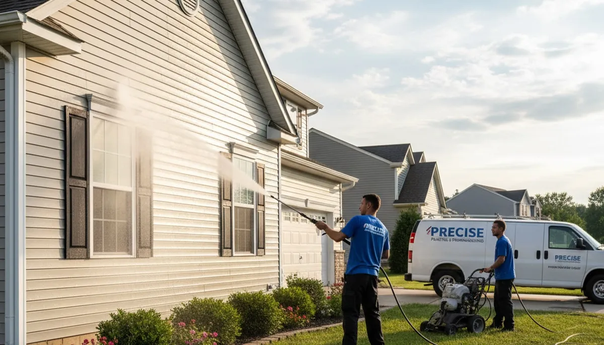 Vinyl siding pressure cleaning in Cherry Hill, NJ for mildew and dirt removal by Cherry Hill Paint Pros